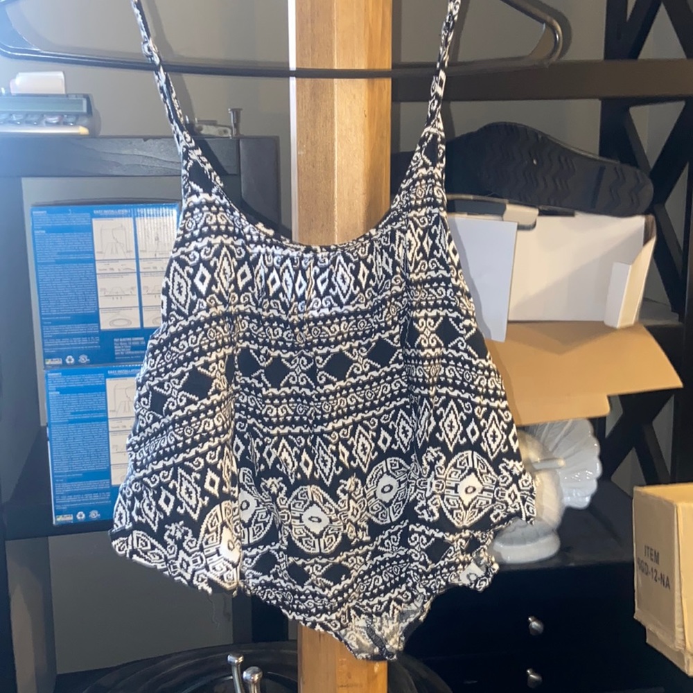 Black crop top from rue 21 size small white top from forever 21 size large